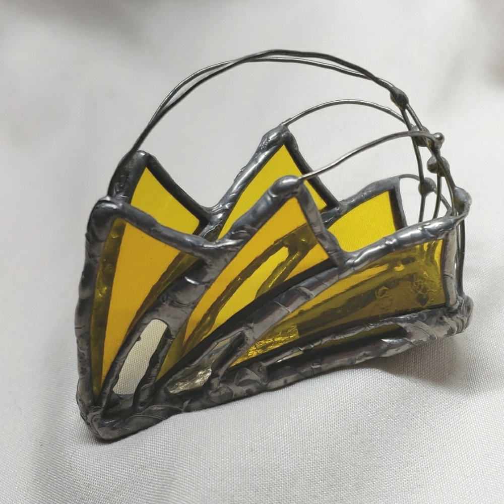 Handmade Stained Glass Mini Art "Box Sculpture" Ring Box Original